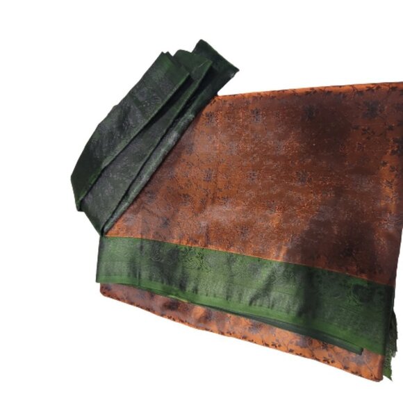 Exquisite Bronze Green Saree -Unstitched With Blouse Piece- NEW - Picture 7 of 7